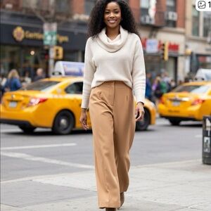 Saks Fifth Avenue Tan Wide-Leg Pants